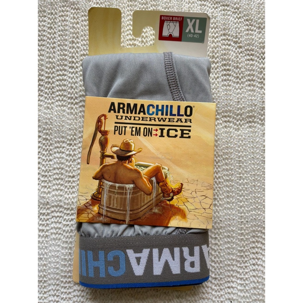 Duluth Trading Armachillo Cooling Boxer Briefs Men's XL 40-42 Light Gray NWT